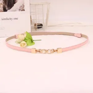 Elegante roze smalle dames tailleceintuur met parel gouden gesp voor jurk truien dagelijks