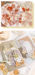 Mixed material hollow scrapbooking paper pack for DIY journaling, vintage garden style.