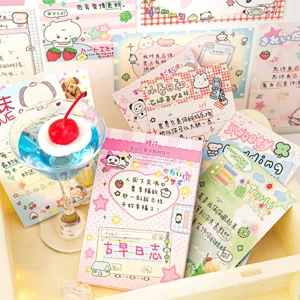 Cute vintage journal stationery postcard set, creative cartoon aesthetic greeting message cards