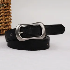 Women Genuine Leather Belt Vintage Casual Pin Buckle Cowhide Waistband For Jeans Pants Retro Fashion Accessories