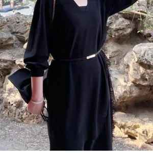 Women fashion thin leather belt stylish metal bar waist dress accessory for daily wear