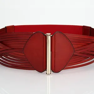 Cinturón Ancho de Cuero para Mujer Moda Cinturón Corsé Tejido Cuero Vacuno Auténtico Banda de Cintura Elegante Accesorio de Vestido para Damas