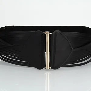 Cinturón elástico ancho negro de mujer con hebilla de metal accesorio vintage vista principal