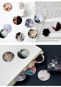 Momemo caja pegatinas decorativas luna planeta para diario scrapbooking diy 46pz
