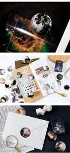 Set de pegatinas decorativas con tema de luna para diario DIY, artículos de papetería.