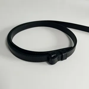Women Genuine Leather Slim Belt Versatile Solid Color Adjustable Waist Belt Dress Pants Fashion Accessories