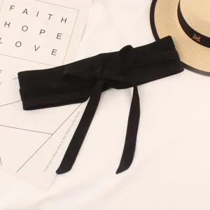 Cinturón de cintura de ante sintético negro para mujer lazo elegante faja decorativa