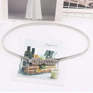Silver thin metal elastic waist chain with leaf rhinestone buckle for dress sweater fashion