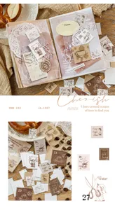 Paquet d'autocollants timbre vintage pour journal, fournitures de scrapbooking décoratives gaufrées.