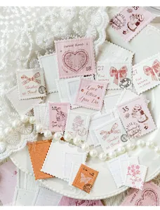Lot d'autocollants timbres vintage, materiel de papier gaufre pour journal et scrapbooking.
