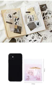 Pack d'autocollants timbre vintage Momemo pour journal, design chat rétro en relief.