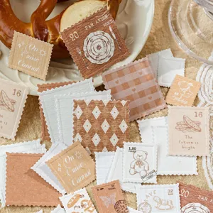 Pack d'autocollants timbre vintage, fournitures decoratives de scrapbooking esthetiques.