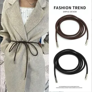 Μινιμαλιστική Ζώνη από Δέρμα PU Γυναικεία Fashion Commute Monokromo Lepto Zimari Me Fiogko Metatikes Akres Stylato Zoni Paltou