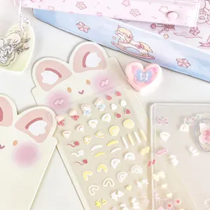 Niedliches Cartoon Hasenohr Rouge PET Sticker Set für DIY Tagebuch und Scrapbooking Hauptansicht.