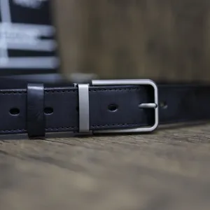 Handmade genuine leather belt for men vintage metal pin buckle casual trousers strap stylish