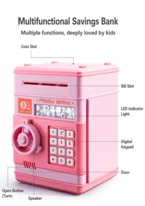 Electronic ATM Piggy Bank Kids Safe Box Automatic Paper Money Deposit Coin Storage Toy