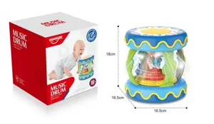 Baby musical hand drum toy with early education features, lighting and sound effects for toddlers.