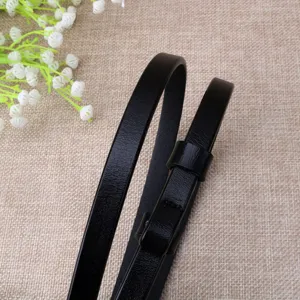 Minimalist women thin black leather belt for dress casual fashion daily wear simple stylish accessory