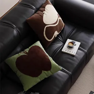 Funda de Cojín de Peluche con Patrón de Manzana Retro Sofá Sala de Estar Cojín Decorativo