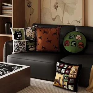 Vintage Maillard Style Sofa Cushion Cover Retro Aesthetic Throw Pillow Case Decorative Bedside Back Support Pillow