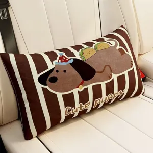 American Cartoon Dachshund Throw Pillow Cute Puppy Dog Pattern Soft Plush Cushion Cover For Sofa Bed Car Home Decor