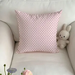 Pink polka dot throw pillow square cushion for sofa living room home decor aesthetic style simple soft