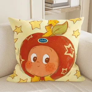 Cute cartoon star man throw pillow cover, soft detachable cushion for dorm living room decor.