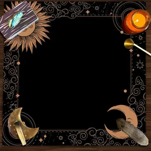 Mantel de tarot sol luna estrellas negro oro tela de altar alfombrilla de juego