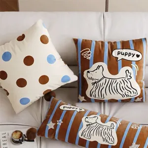 Cute Cartoon Dog Pattern Throw Pillow Cover Plush Sofa Decorative Pillow Cushion Case Home Decor