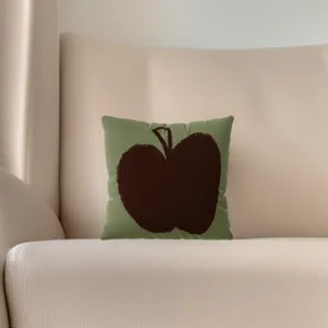 Funda de cojín retro verde manzana cojín cuadrado decorativo para sofá de la sala