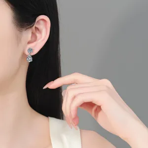 Elegant S925 sterling silver moissanite pear-shaped water-drop earrings for women gift