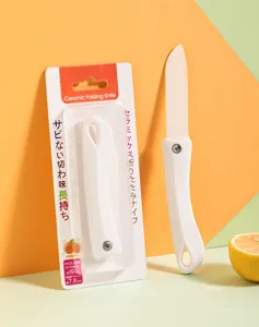Couteau à fruits pliant portable en céramique blanche avec lame tranchante pour la cuisine