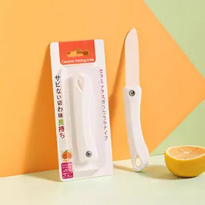 Couteau à Fruits en Céramique de Style Japonais Couteau d'office Pliable Portable Créatif Couteau de Poche Blanc pour Maison et Extérieur