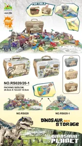 Dinosaur toy storage box set with simulation dinosaur figures, painting tools and play mat.