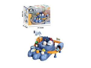 Kids dinosaur climbing stairs track car set with colorful cars and fun packaging box.