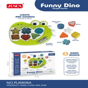 Kids electronic dinosaur shape sorter toy with lights music early educational blocks.