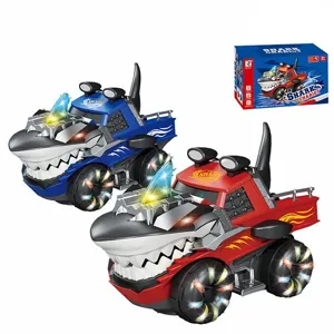 Electric universal shark chariot toy with colorful lights and music for kids play.
