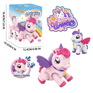 Electric walking unicorn toy with lights and music interactive electronic pet gift for kids.