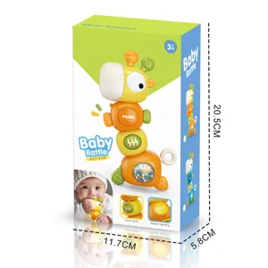 Bambino Musicale Sonaglio Massaggiagengive Giocattolo Infante Educazione Precoce Sensoriale Suono e Luce Girevole Giocattolo Carina Giraffa Gialla Regalo
