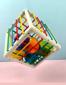 Baby shape sorter toy with elastic bands colorful sensory blocks early learning educational block