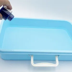 Children DIY magic water beads toy storage box set, blue plastic case with handle tool.