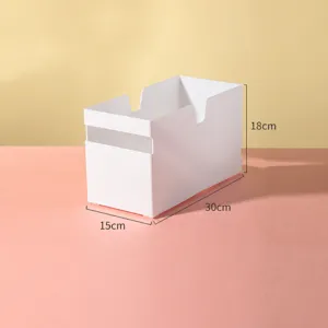 Grand bac de rangement blanc en plastique pour bureau, design à ouverture droite