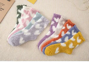 Cozy women winter fuzzy plush socks warm cute heart patterns home floor sleeping socks