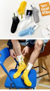 Cómodos calcetines de algodón de tubo medio para hombres y mujeres, calcetines deportivos.
