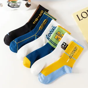 Streetwear crew socks hip hop letter trend student long socks casual sportswear socks set