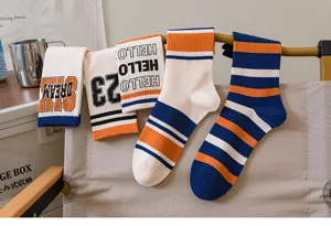 Hommes chaussettes élégantes sport rayées coton respirantes décontractées paires lot