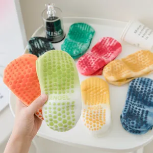Non-slip Pilates socks with tie-dye gradient design, breathable for yoga and gym workout.