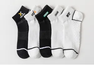Calcetines deportivos cortos de malla de verano para hombres, conjunto de calcetines transpirables.