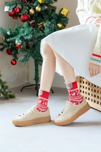 Chaussettes de noël femme coton 3D ours rouge hiver mignon festival cadeau chaussette lot