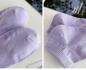 Women solid color short socks cotton boat socks soft casual breathable ankle socks purple